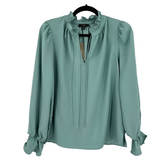 J. Crew Tops - J. Crew Gathered Ruffle Drapey Top in Antique Mint BC959
